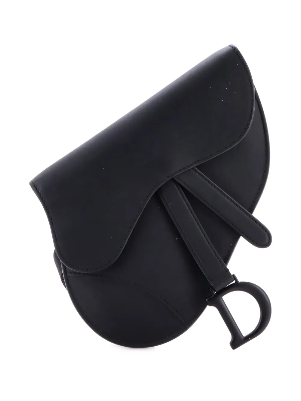 Pre-owned Dior Ultra Matte Saddle Leather Belt Bag In Black