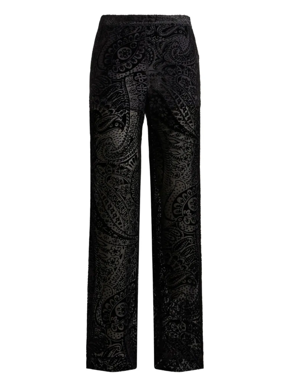 Etro Velvet Floral Trousers In Black