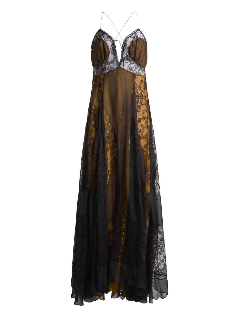 Etro Floral Lace Silk Maxi Dress In Brown