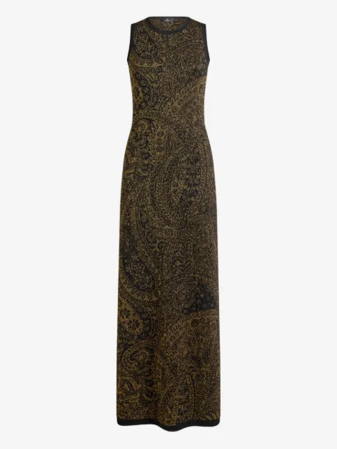 ETRO long dress in wool-blend jacquard with metallic Paisley motif