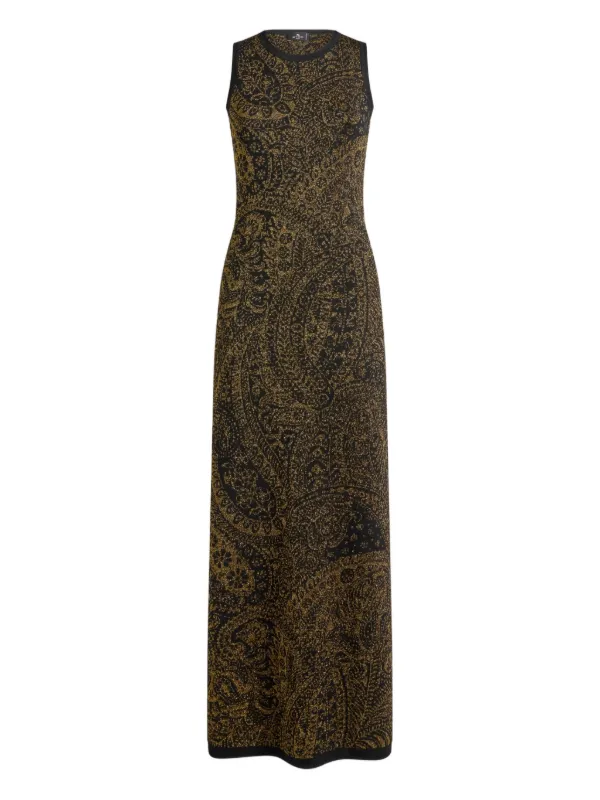 chinese dress ladies Paisley Print Long Sleeve Maxi Dress