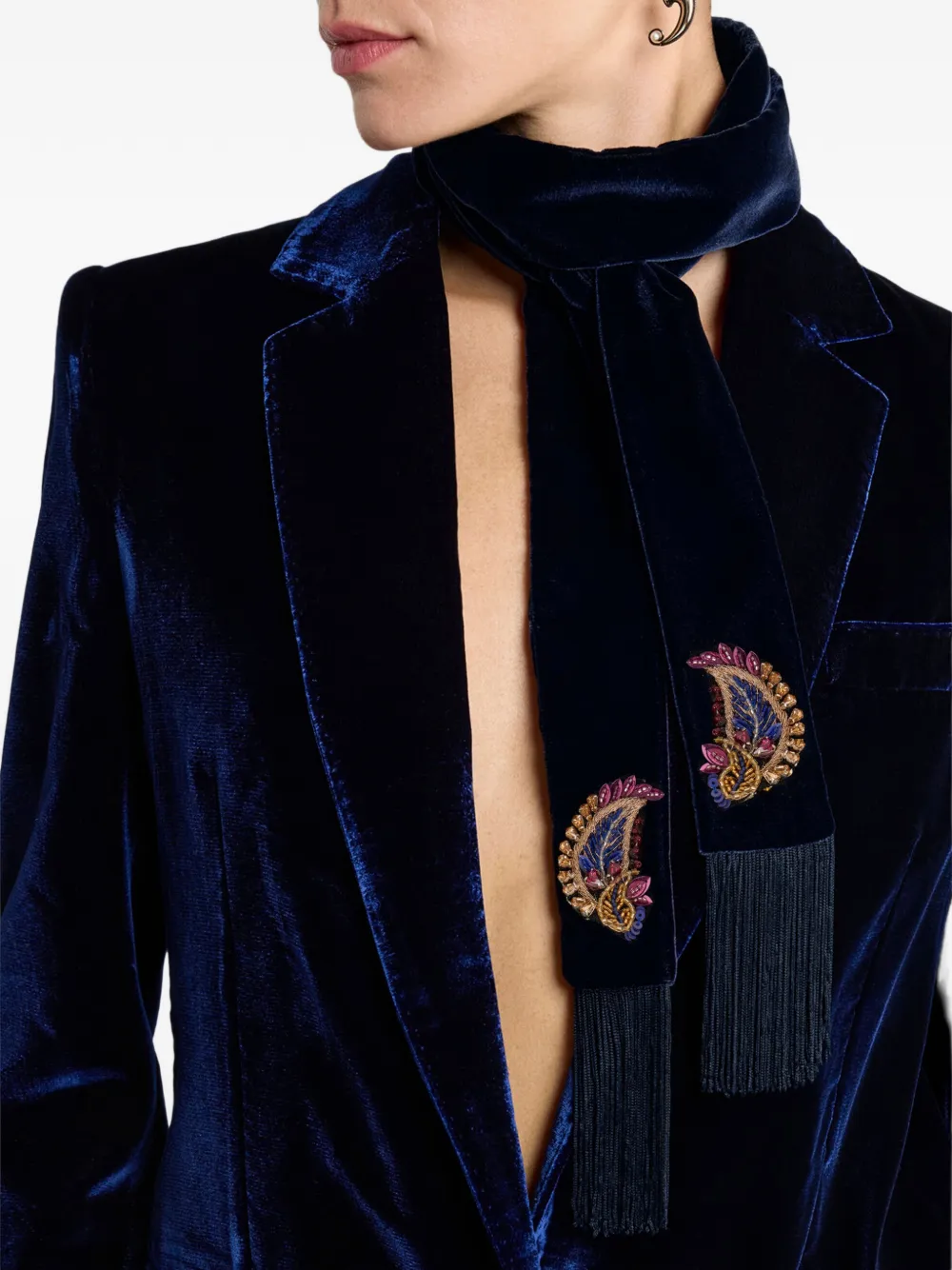  Etro Paisley Embellishment Scarf - Blue 