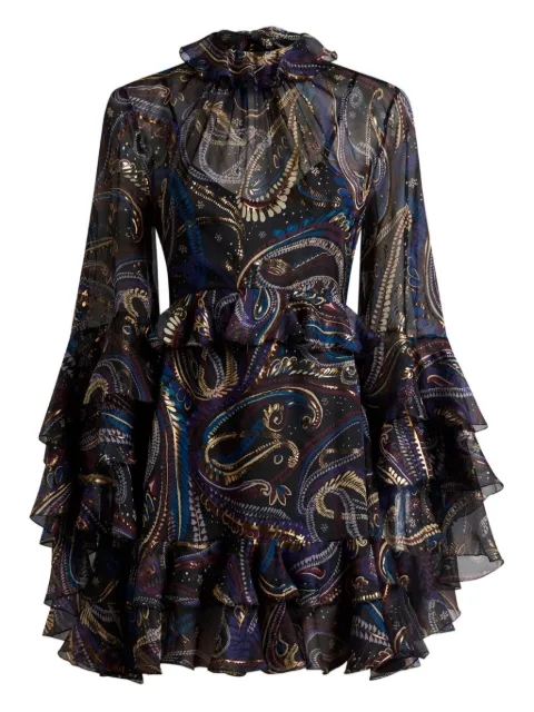 ETRO ruffled paisley foliage mini dress