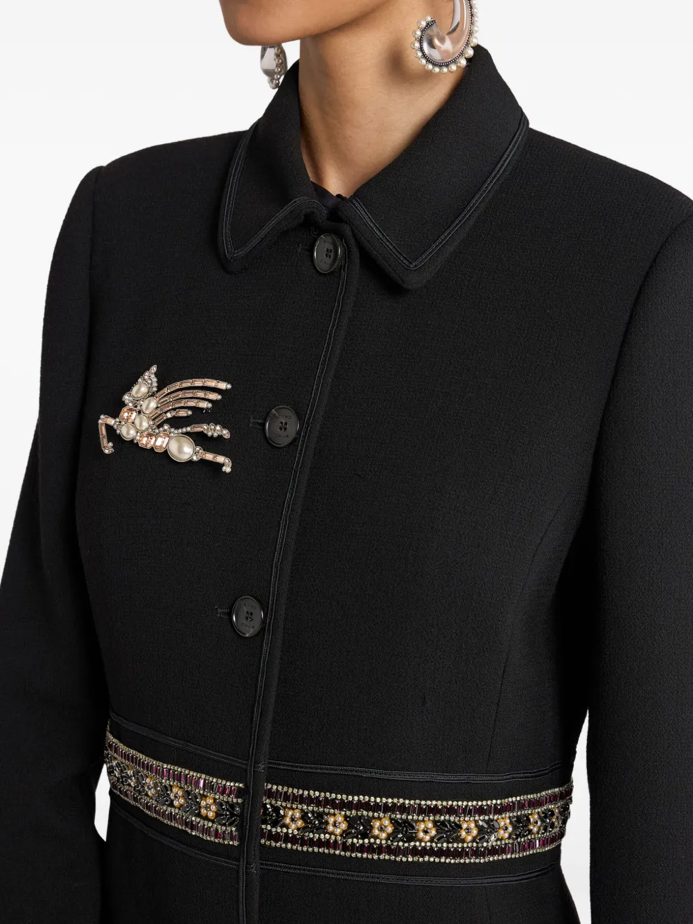 ETRO Wollen jas verfraaid met kristallen Zwart