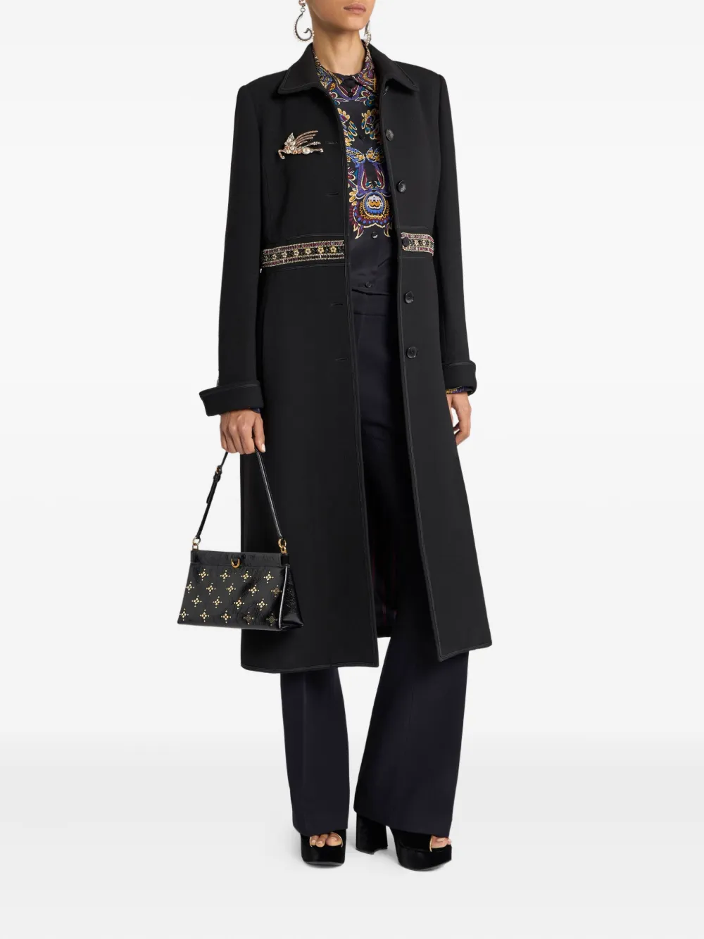 ETRO Wollen jas verfraaid met kristallen Zwart