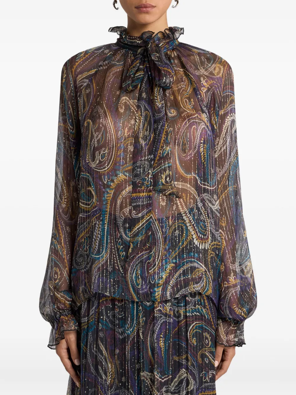Etro Paisley Silk Blouse In Black