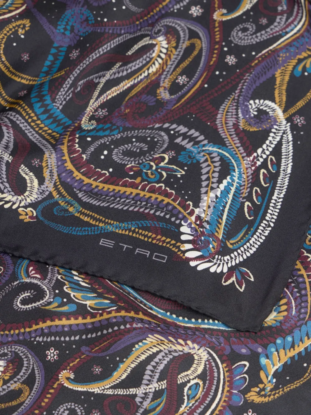ETRO Zijden sjaal met paisley-print - Zwart
