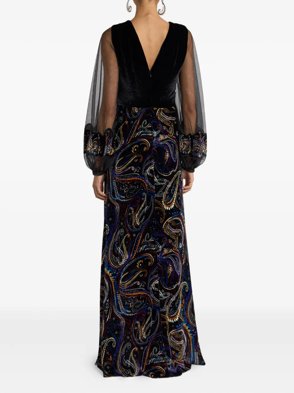 Etro Wide Puff Sleeves Maxi Dress In Black