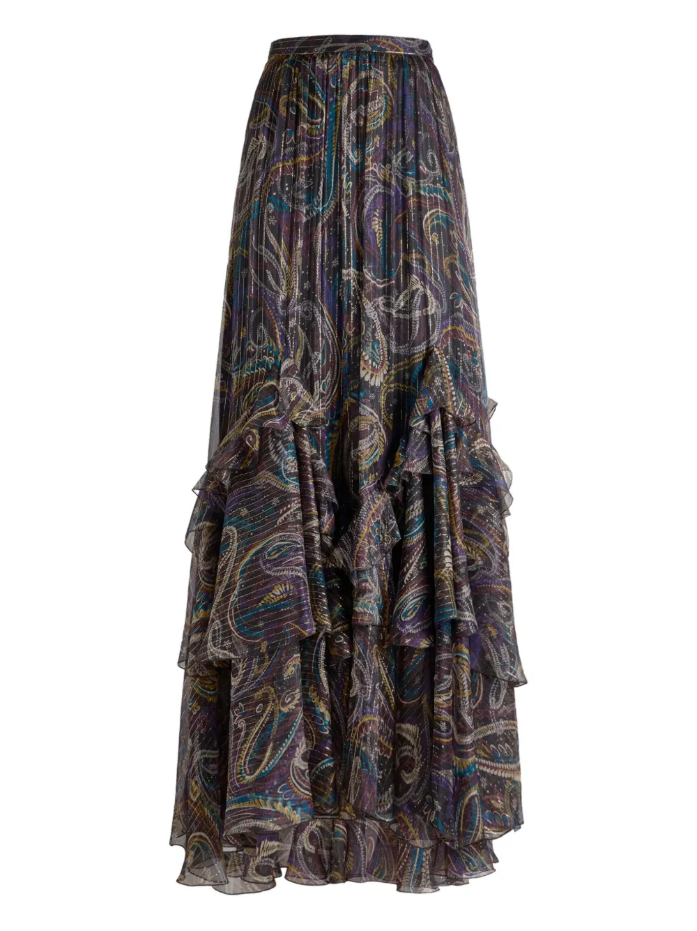 ETRO ruffled paisley-motif silk maxi skirt - ブラック ETRO ruffled paisley-motif silk maxi skirt - ブラック