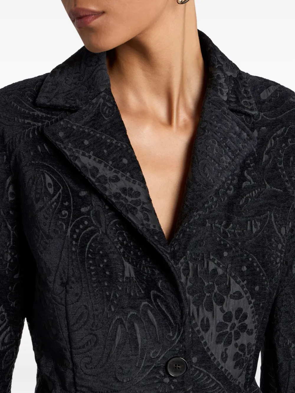 Etro Single-breasted Floral Paisley Blazer In Blue