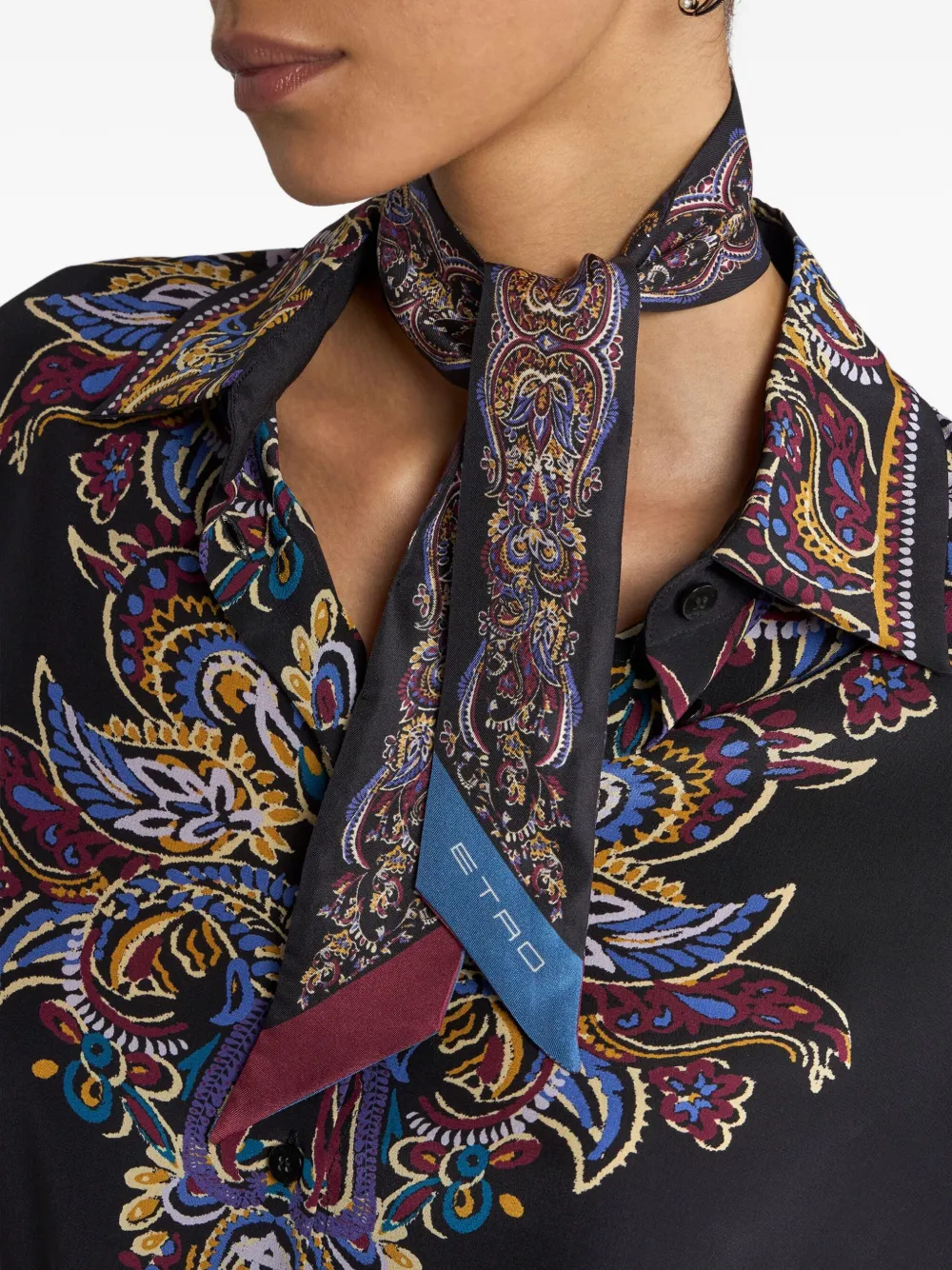Etro Paisley Foliage Silk Scarf In Multi