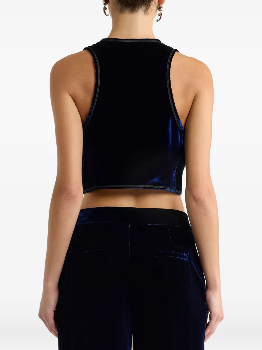 Etro Paisley Foliage Embroidered Velvet Waistcoat In Blue