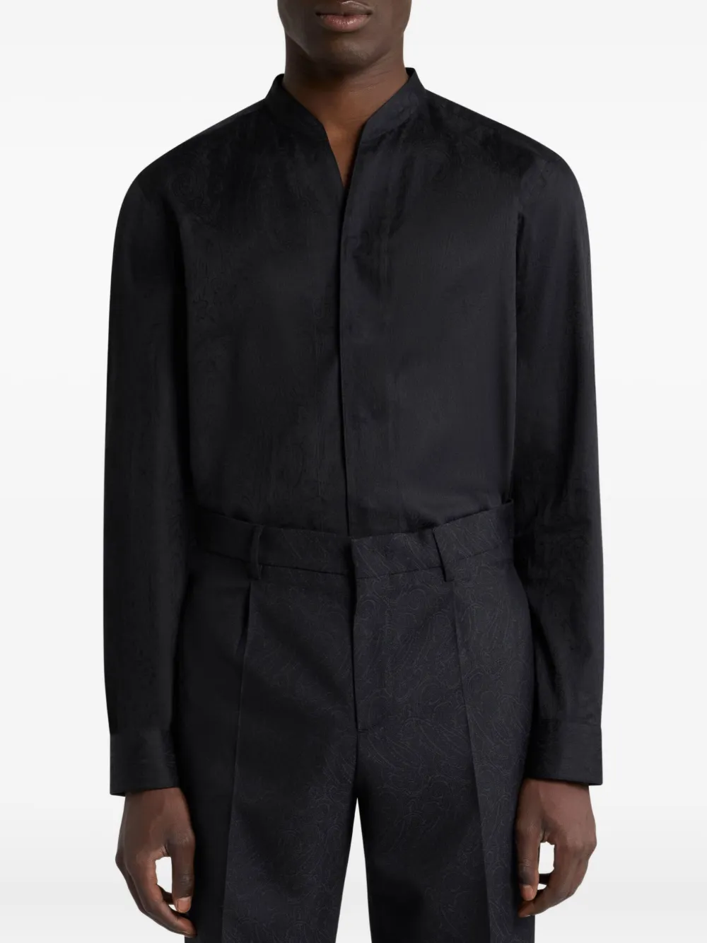 ETRO Overhemd met paisley-patroon en jacquard Zwart