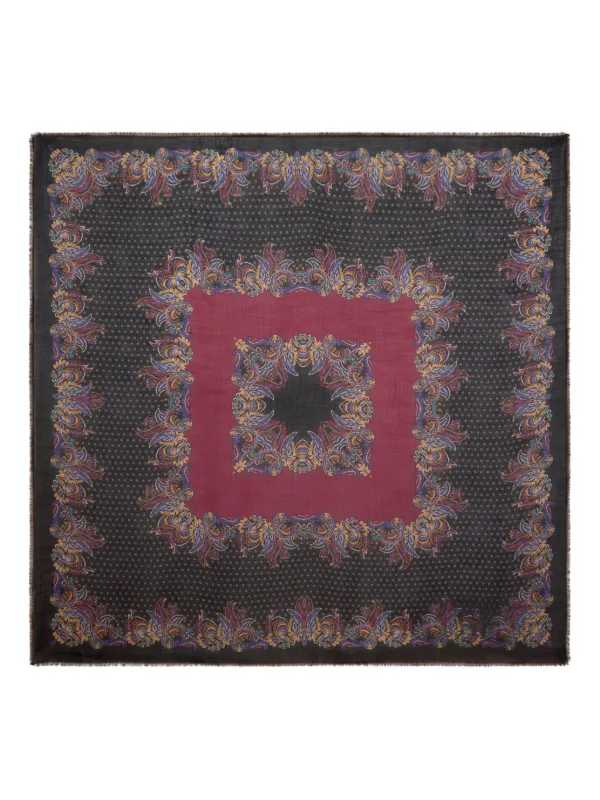 Etro Floral Paisley Cashmere Shawl in Black