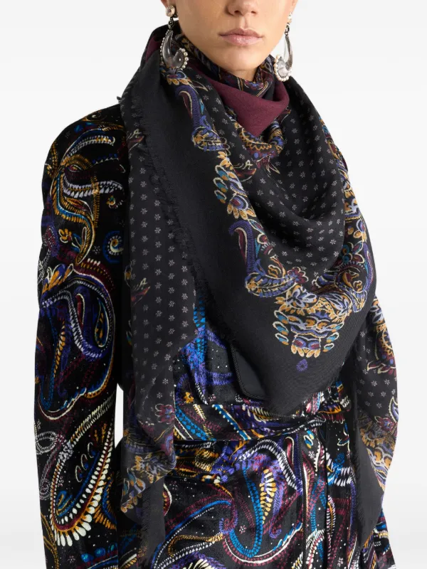 ETRO フローラル カシミアショール | ブラック | FARFETCH JP