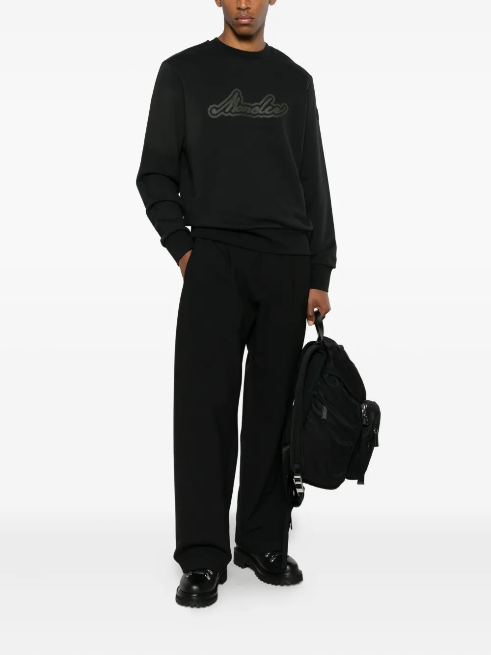 Stone Island logo crew-neck sweatshirt - Zwart