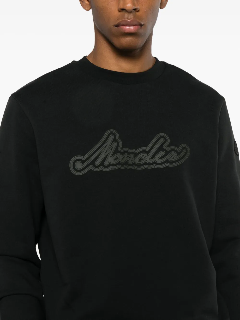 Stone Island Logo Crew-neck Sweatshirt In Black