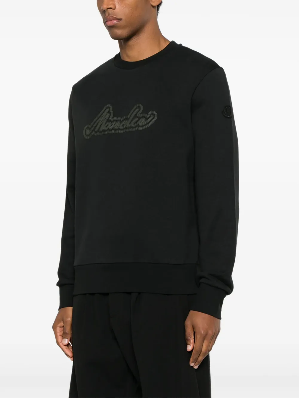 Stone Island Sweater met logo en ronde hals Zwart