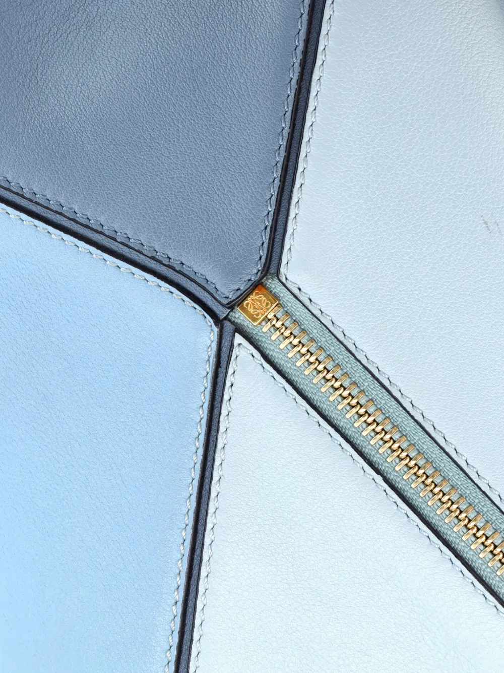 Pre-owned Loewe Puzzle Bag Leather Small Satchel In Blue