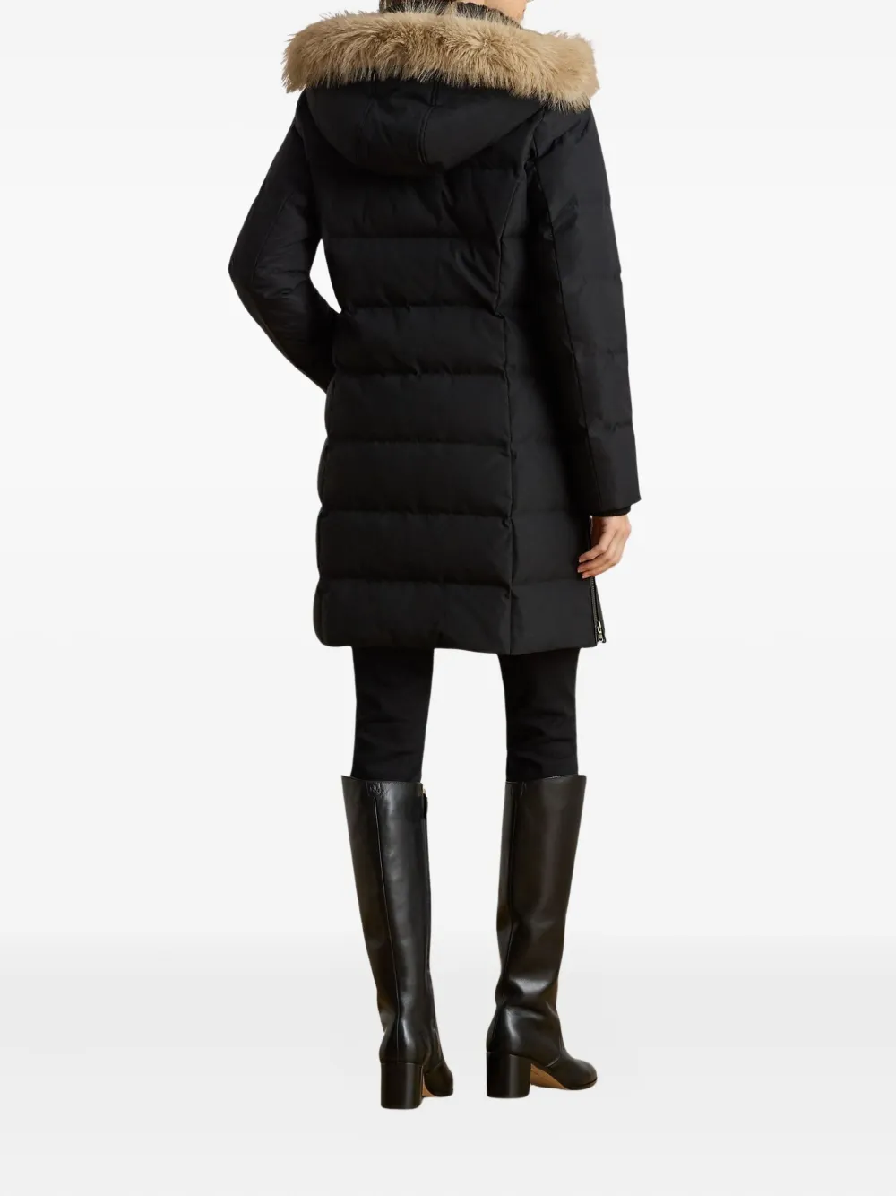 Ralph Lauren Hooded Coat In Black