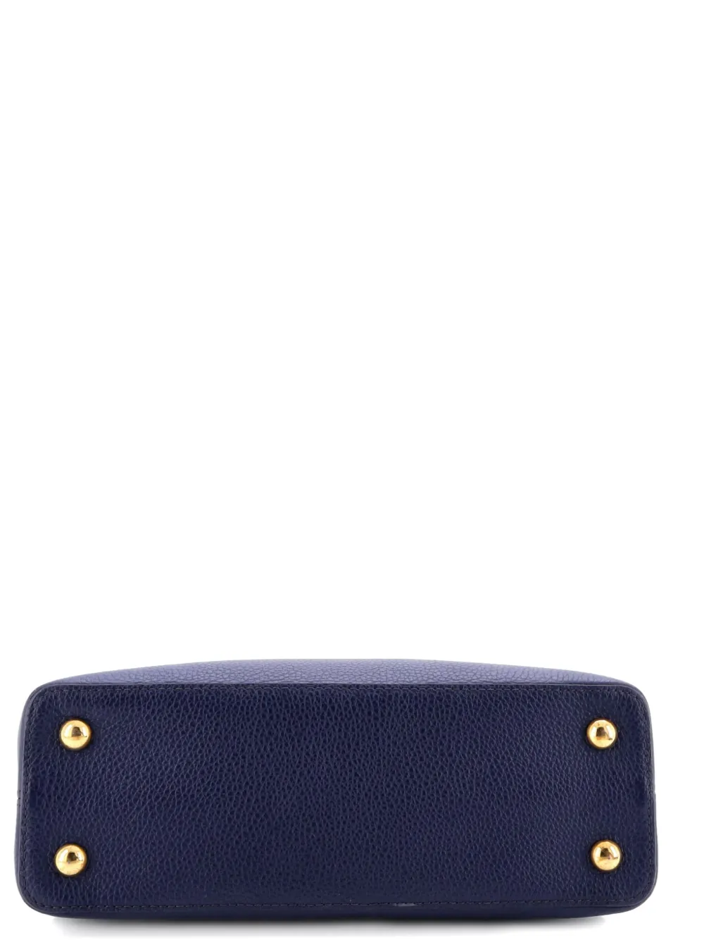 Pre-owned Louis Vuitton Capucines Bag Leather With Python Pm Satchel In Blue