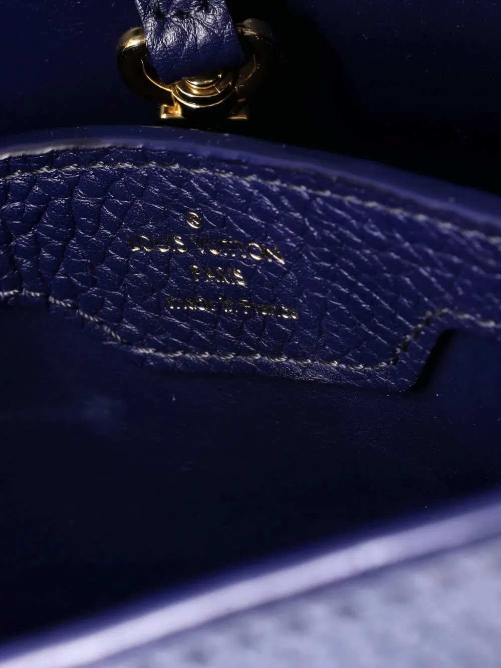 Pre-owned Louis Vuitton Capucines Bag Leather With Python Pm Satchel In Blue