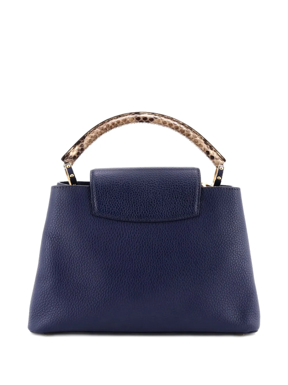 Pre-owned Louis Vuitton Capucines Bag Leather With Python Pm Satchel In Blue