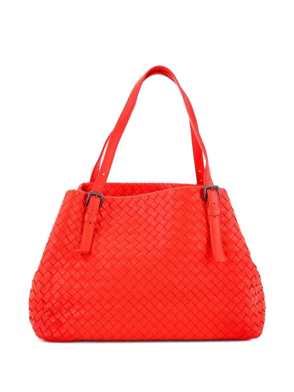 Pre-owned Bottega Veneta A-shape Intrecciato Nappa Medium Tote Bag In Red