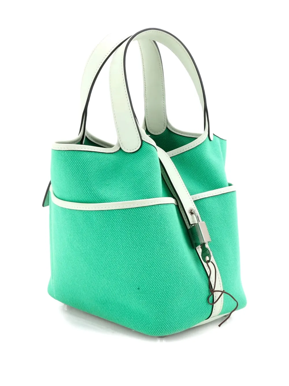 Pre-owned Hermes Cargo Picotin Lock Bag Canvas And Swift Pm Bucket Bag In Green