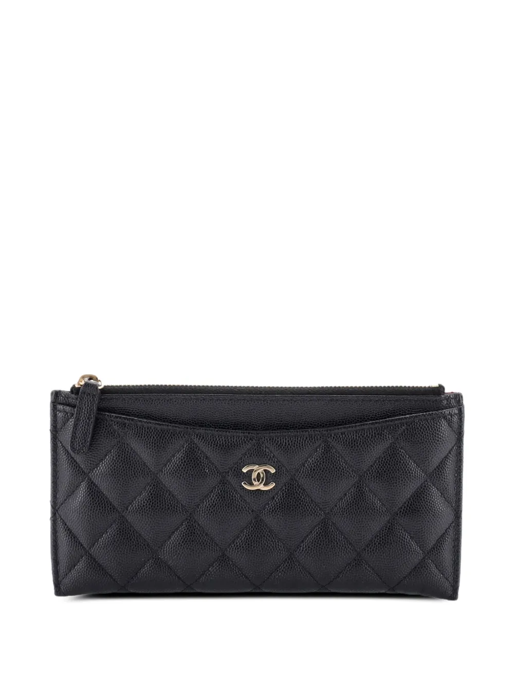 CHANEL Pre-Owned Classic Zip Quilted Caviar Long pouch - ブラック CHANEL Pre-Owned Classic Zip Quilted Caviar Long pouch - ブラック