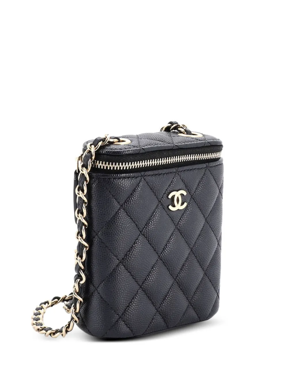 CHANEL Pre-Owned Vertical Classic Vanity Case with Chain Quilted Caviar Mini shoulder bag | Black | Image 1