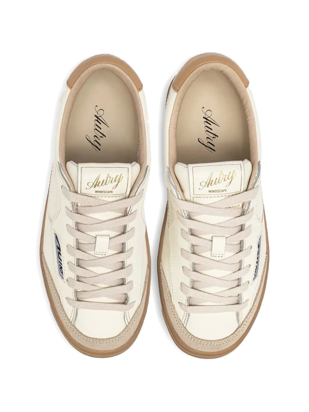 Autry Windscape logo-patch leather sneakers Beige