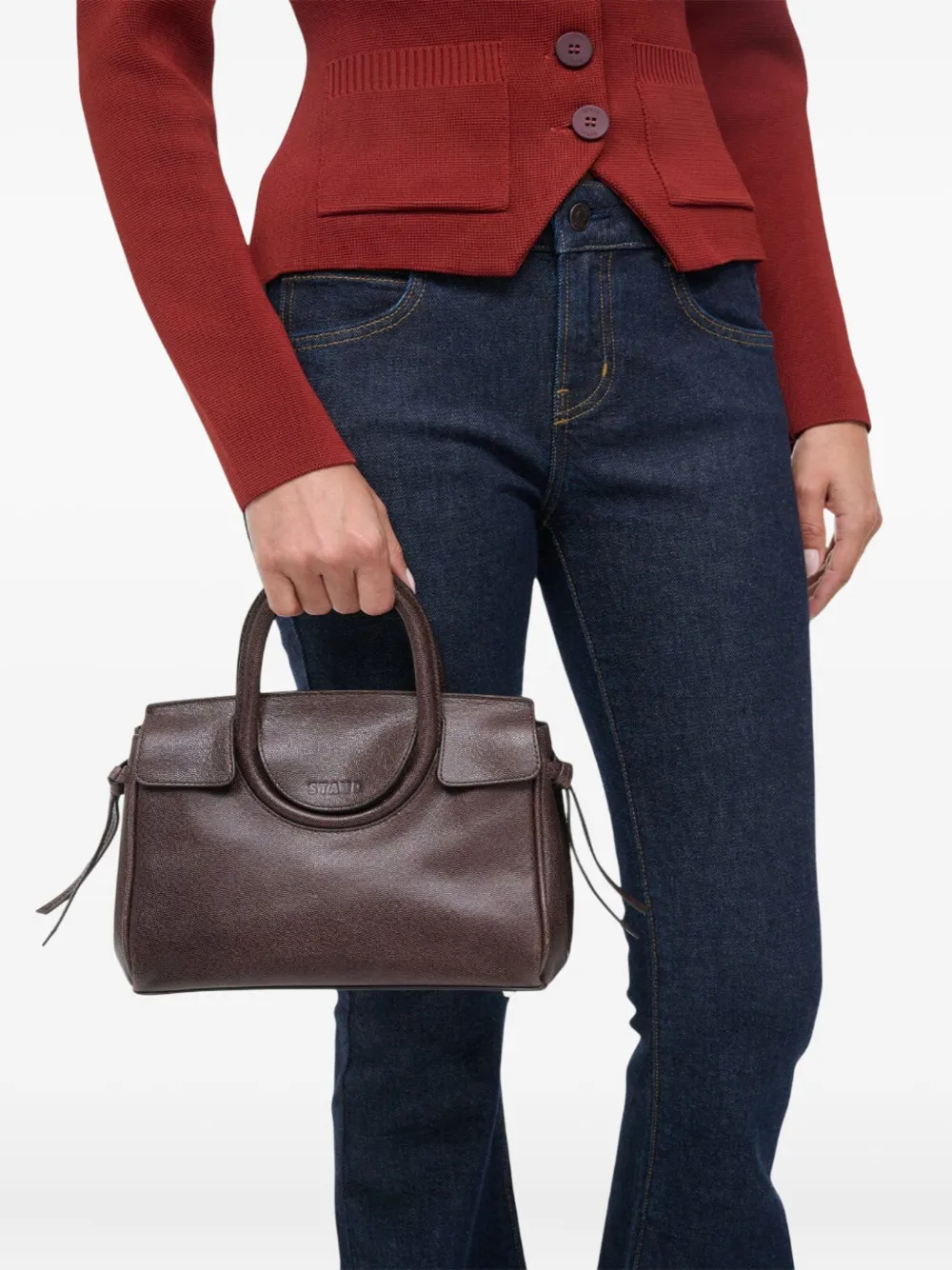 Staud Mini Maude Top-zip Shoulder Bag In Brown