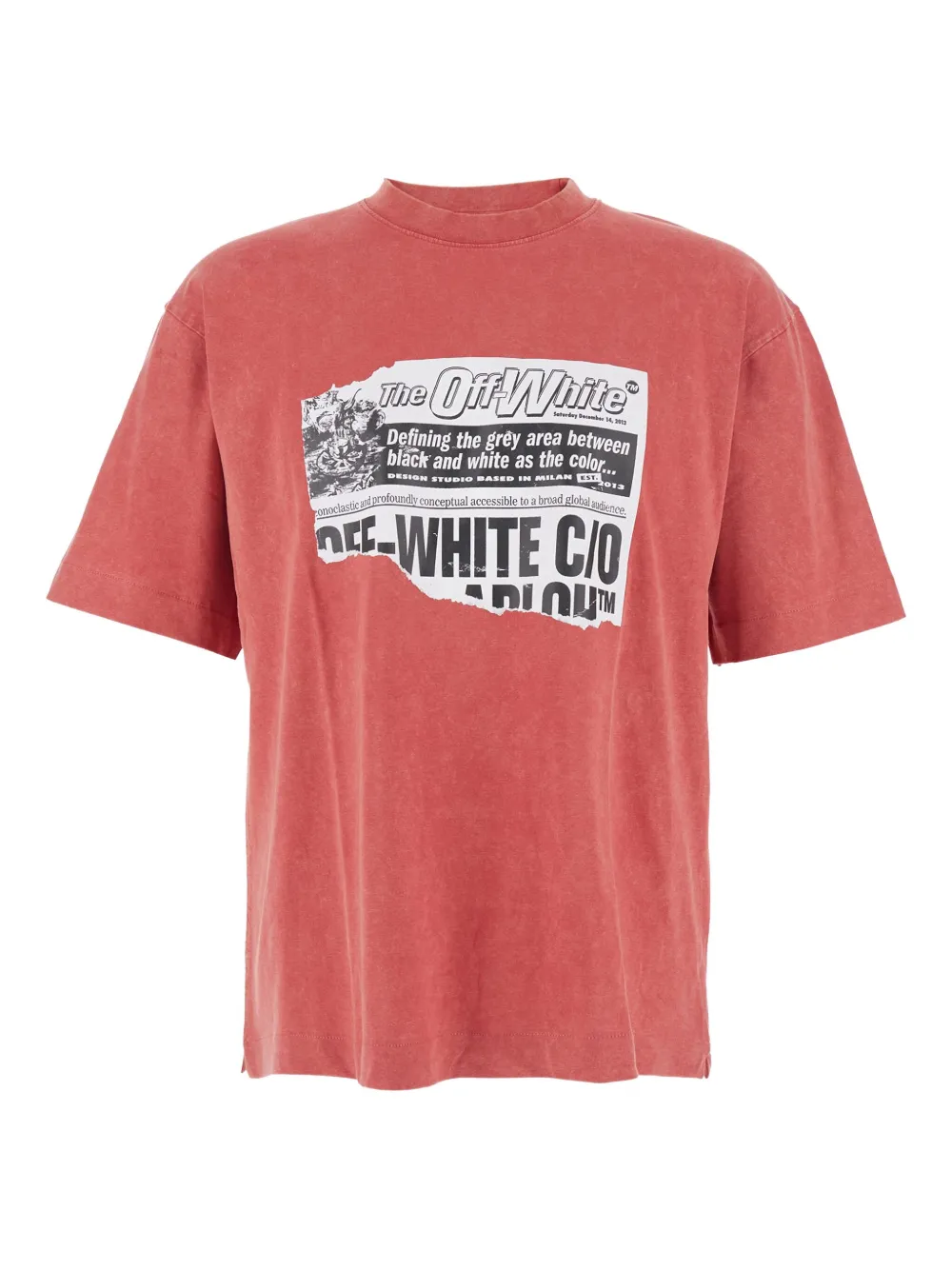 Off-White print crew-neck T-shirt - レッド Off-White print crew-neck T-shirt - レッド