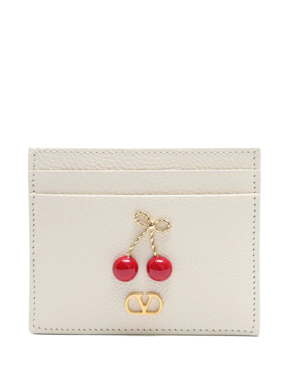 Valentino Embellished Leather Card Holder In Multi