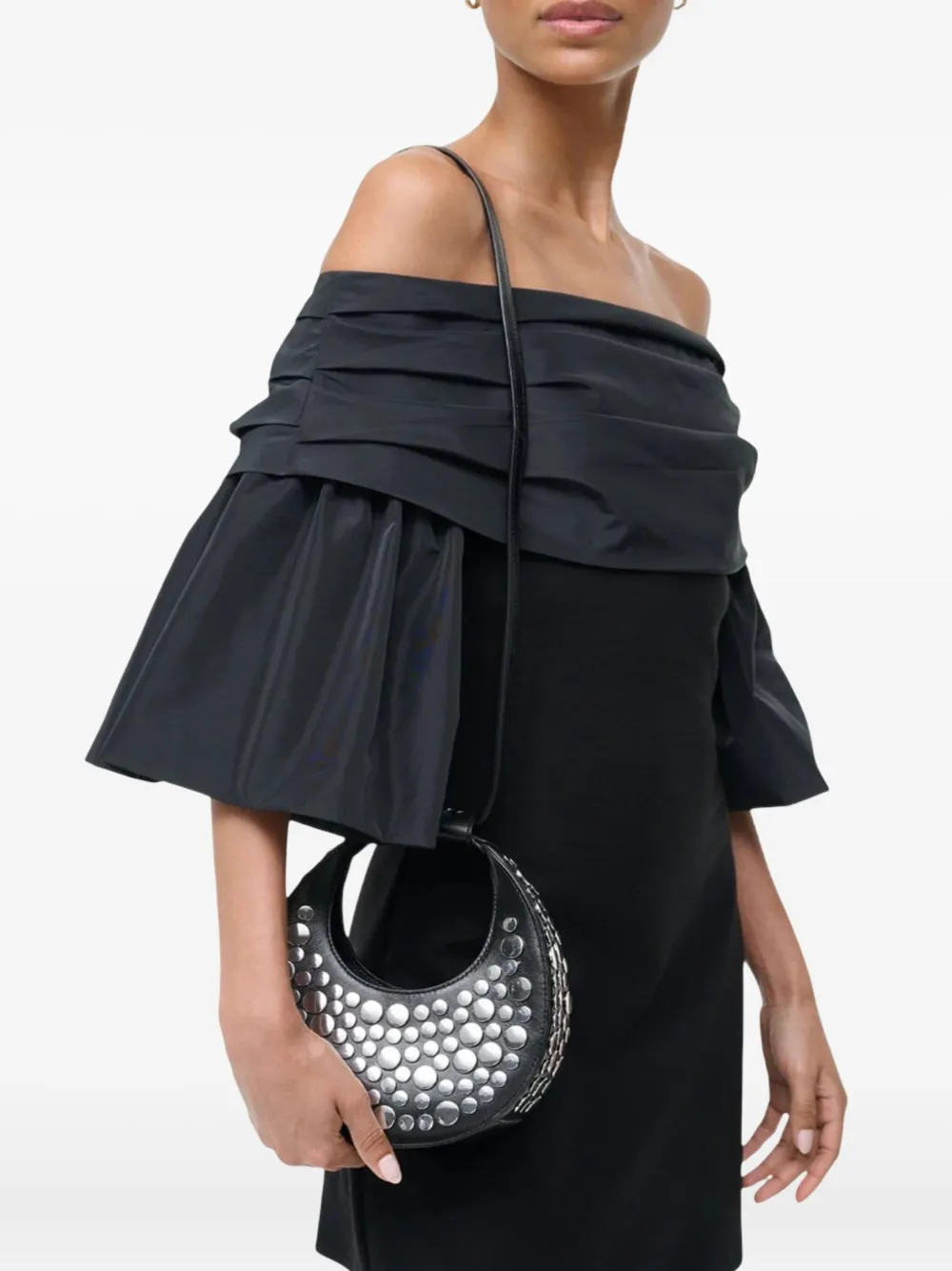 STAUD Goodnight Moon schoudertas met studs - Zwart