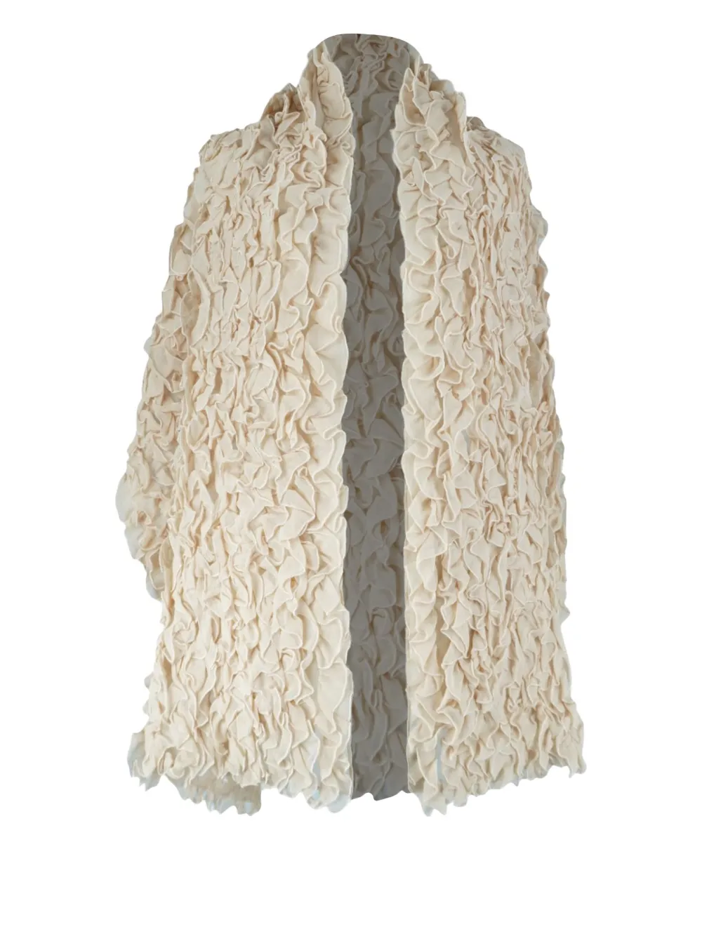 Giorgio Armani Pre-Owned ruffled silk shawl | Neutrals | Image 1