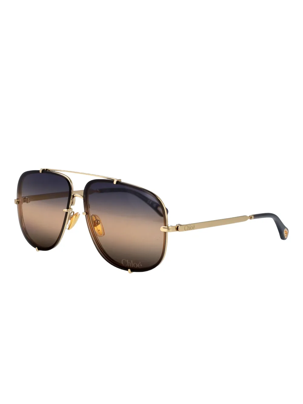 Chloé Eyewear metal pilot frame sunglasses - Bruin