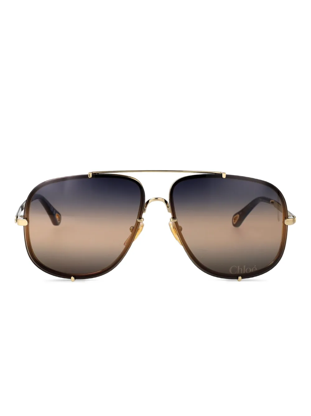 Chloé Eyewear metal pilot frame sunglasses - Marrone