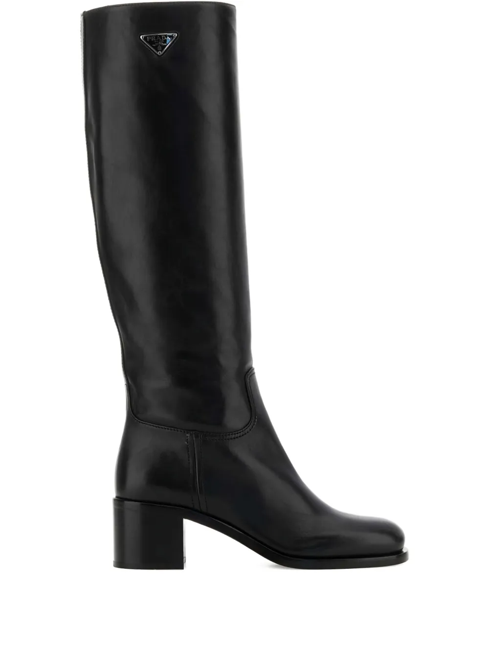 Prada 55mm leather knee-high boots Zwart