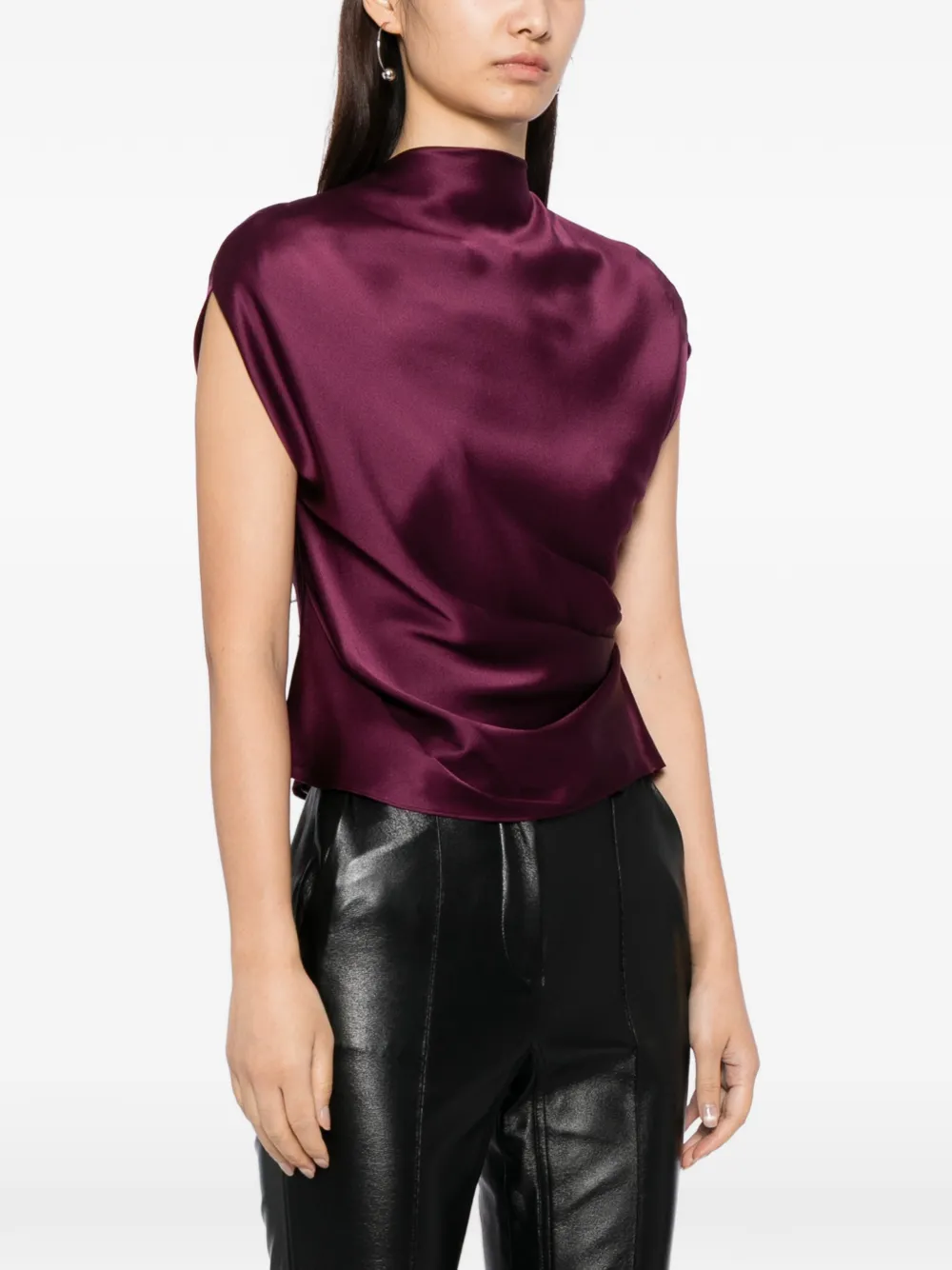 The Sei Draped Blouse In Burgundy