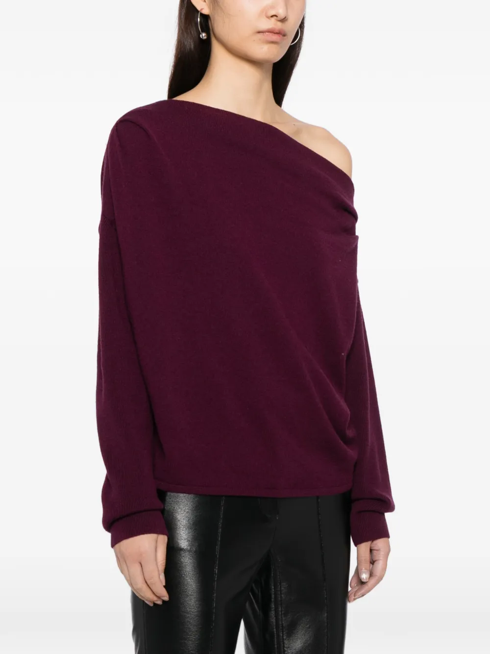  The Sei Asymmetric Draped Jumper - Purple 