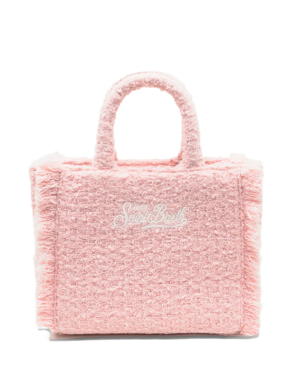 MC2 Saint Barth mini Vanity tweed-fringed tote bag - Roze
