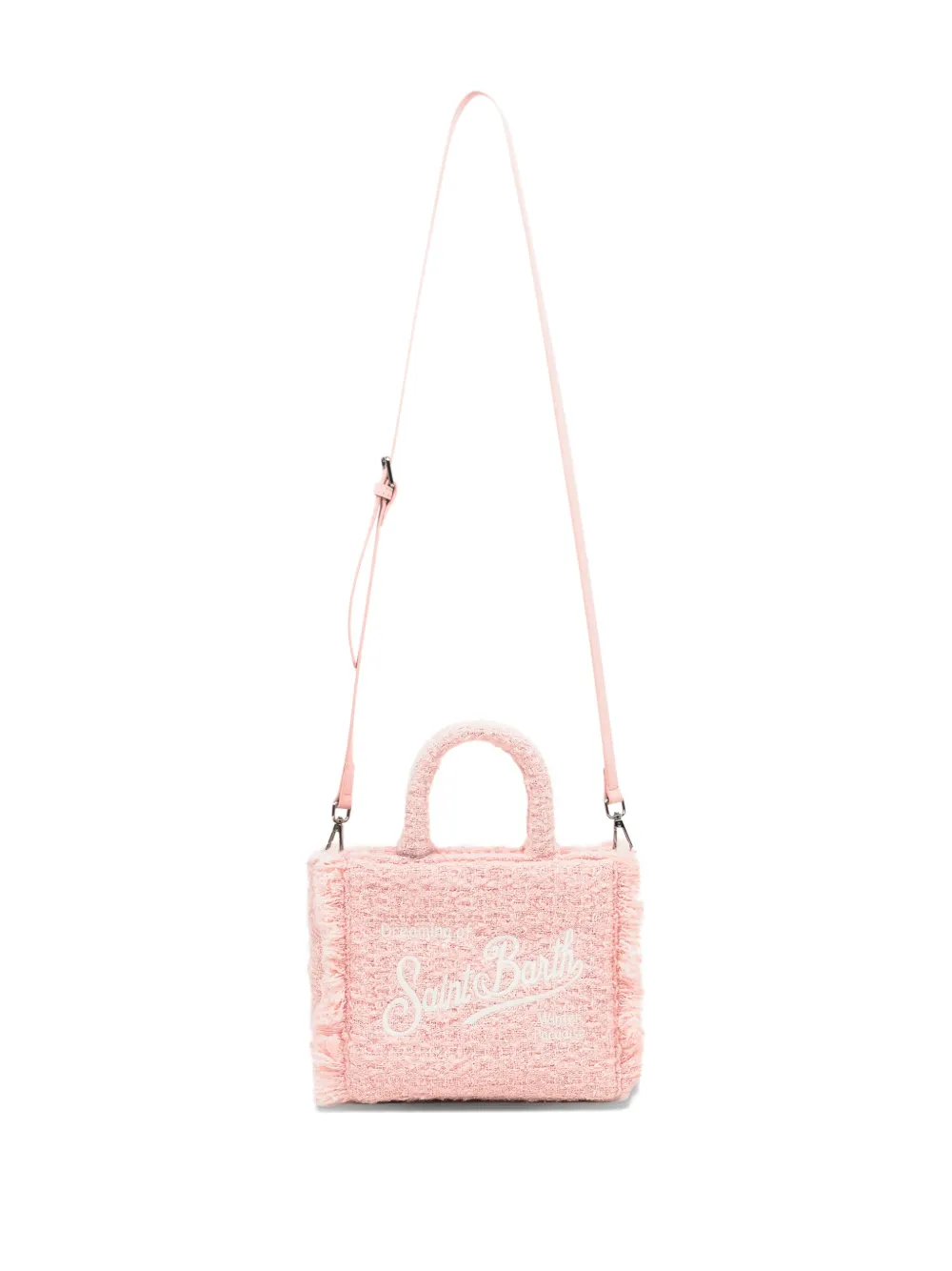 Mc2 Saint Barth Mini Vanity Tweed-fringed Tote Bag In Pink