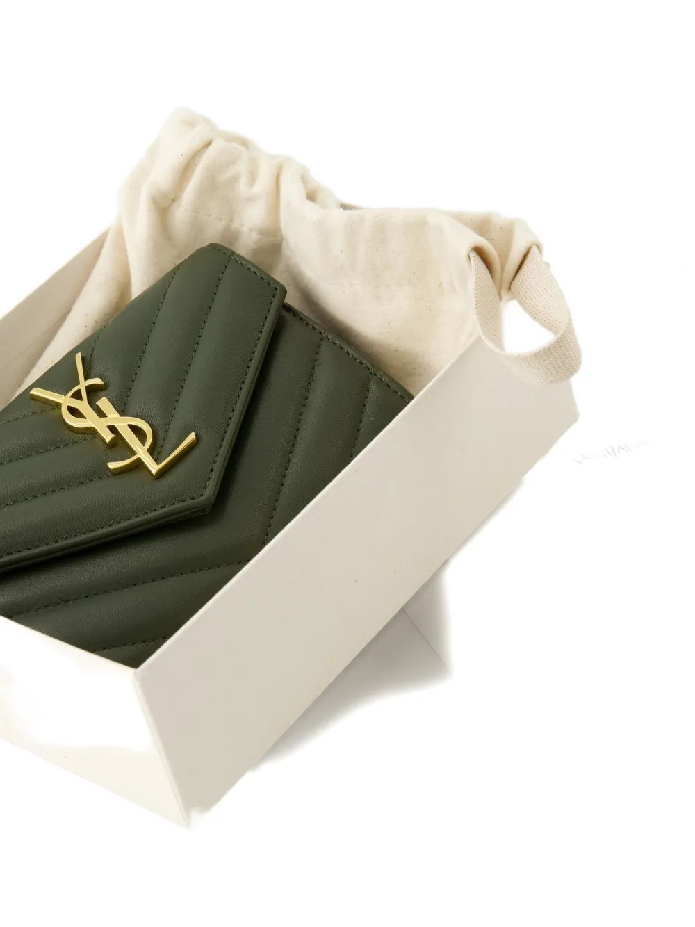 Saint Laurent Small Cassandre Envelope Wallet In Brown