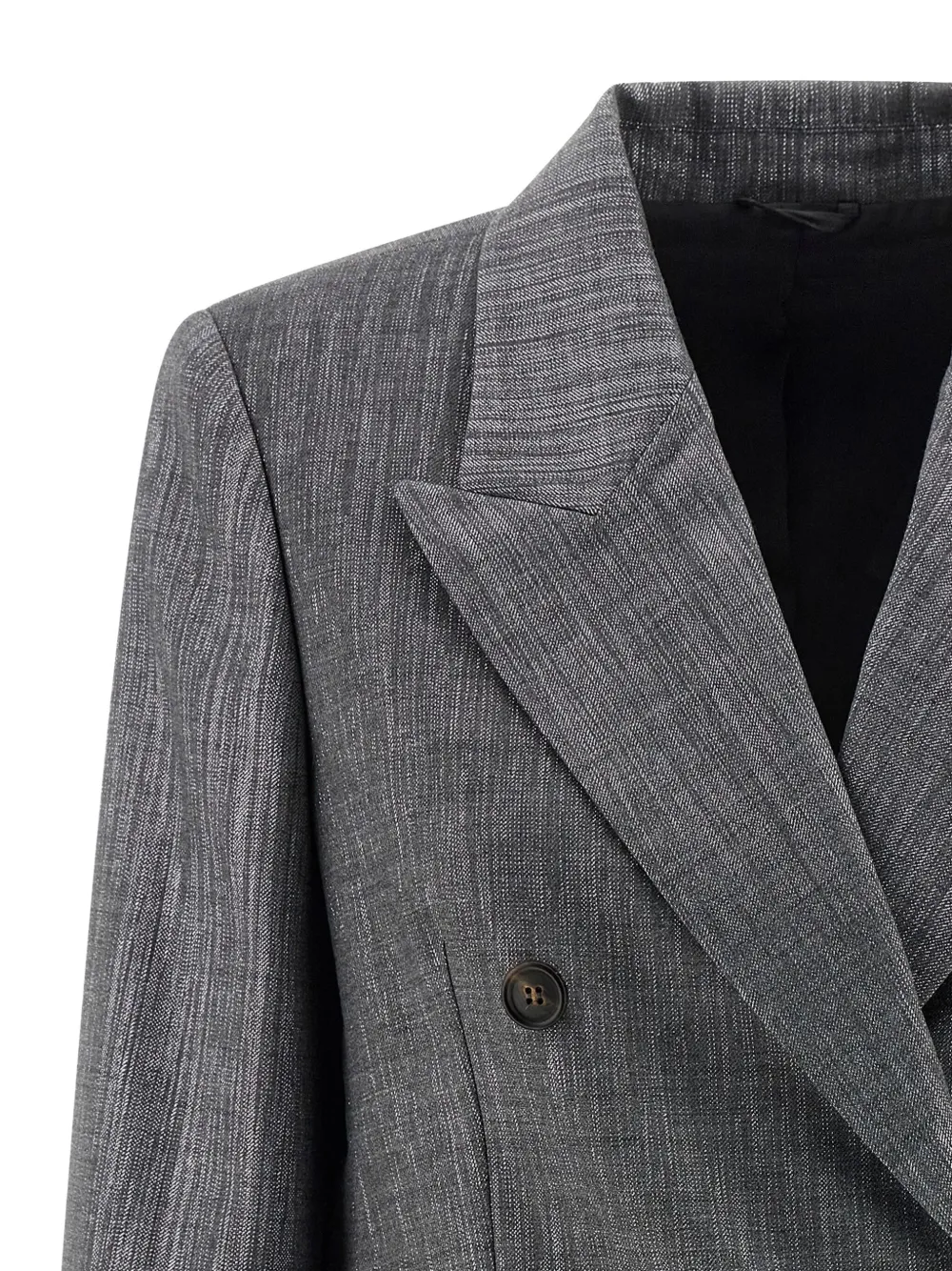 Brunello Cucinelli Double-breasted Twill Blazer In Gray