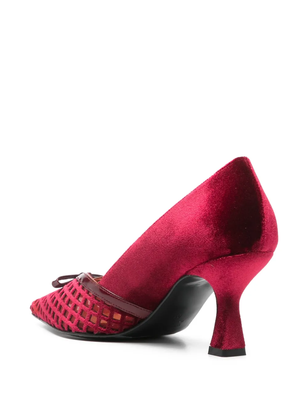 75mm Bow-Detail Textured Pumps