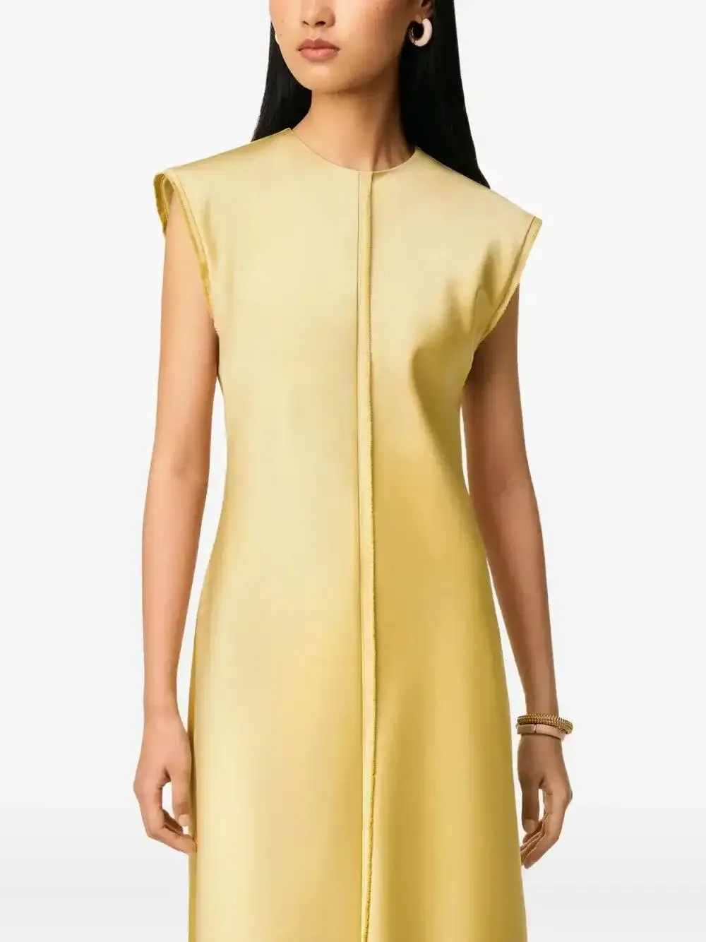 AMI Paris Mouwloze midi-jurk Geel