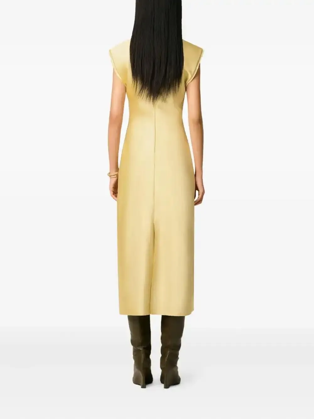 AMI Paris Mouwloze midi-jurk Geel