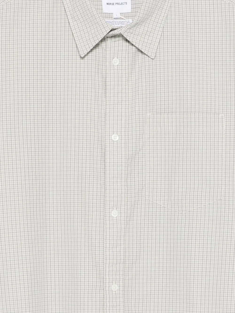 Norse Projects Ole geruit overhemd met zak Beige